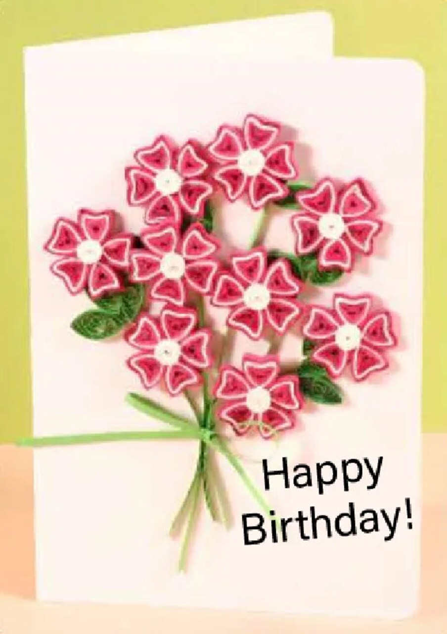 Greeting Card Making Kit. Periwinkle Flowers DIY Quilling Kit F07M3-5-FL9